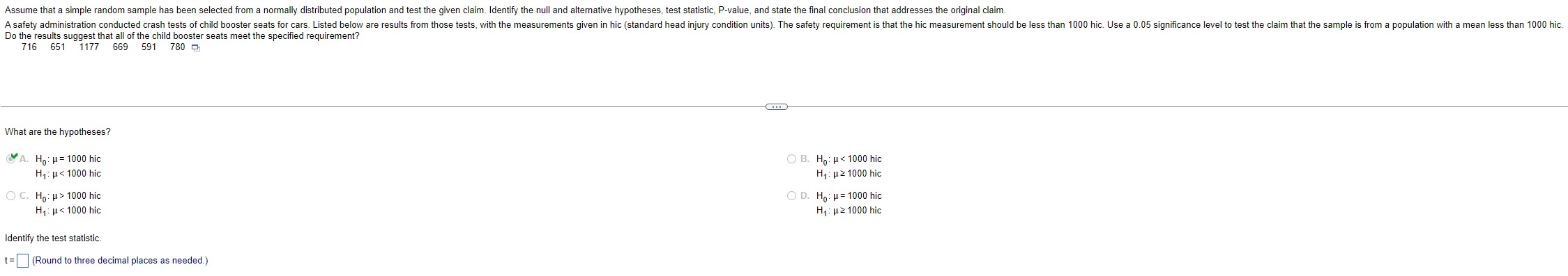 Solved Please I need help with the test statistic (three | Chegg.com