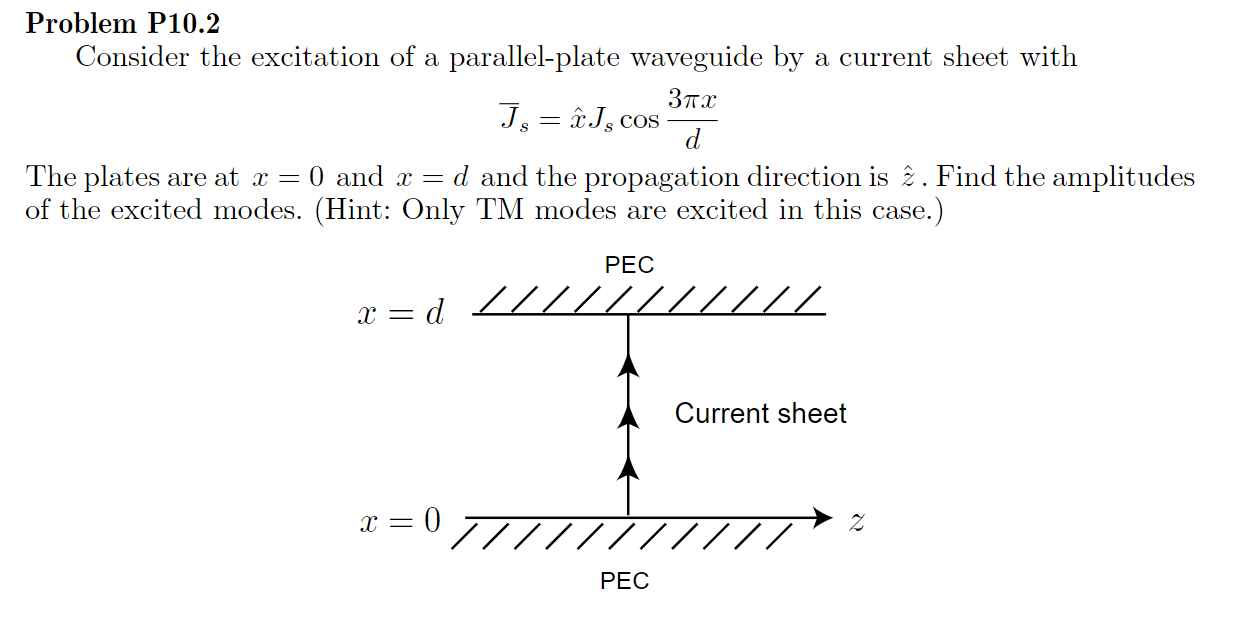 Problem P10 2 Consider The Excitation Of A Paralle Chegg Com