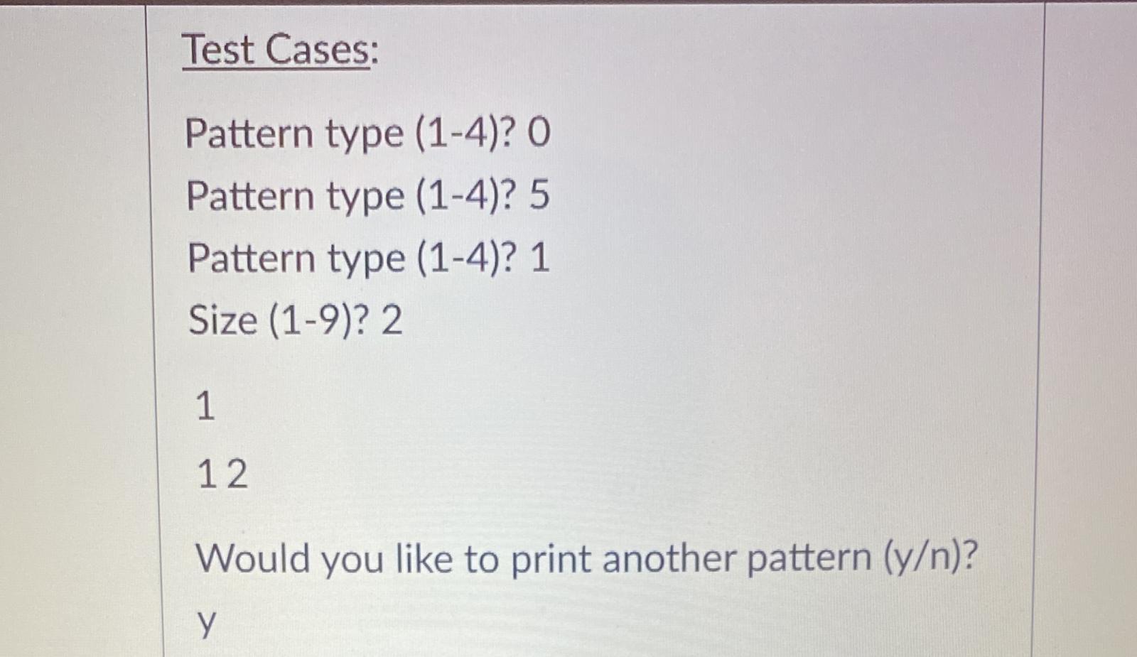 Solved Write a C++ program to print any of the four patterns | Chegg.com