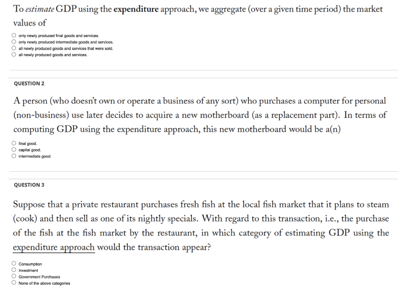 Solved To Estimate GDP Using The Expenditure Approach, We | Chegg.com