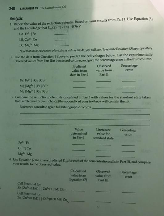 Solved ENERGISE 19 Data LA, Cell Potential LB. Cell | Chegg.com