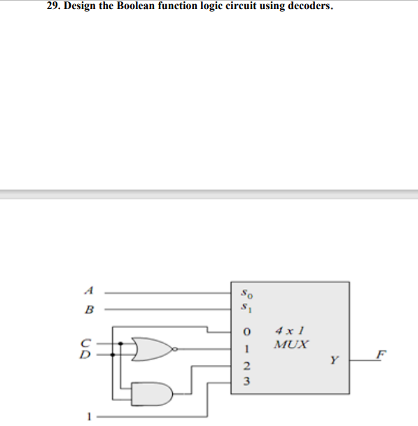 Solved 29. Design the Boolean function logic circuit using | Chegg.com