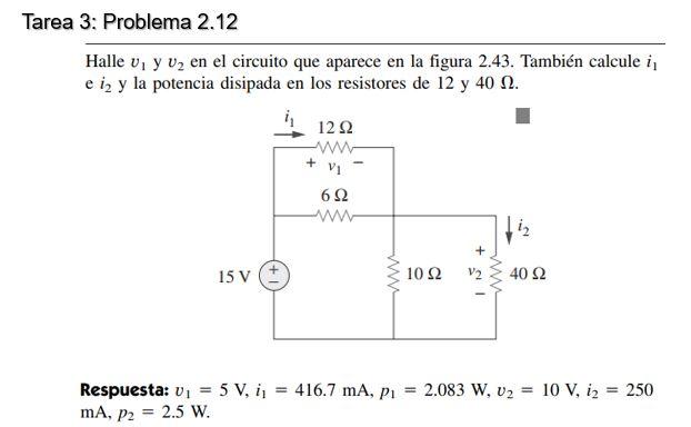 Solved Problem 2.12 Find v₁ and v₂ in the circuit shown in | Chegg.com