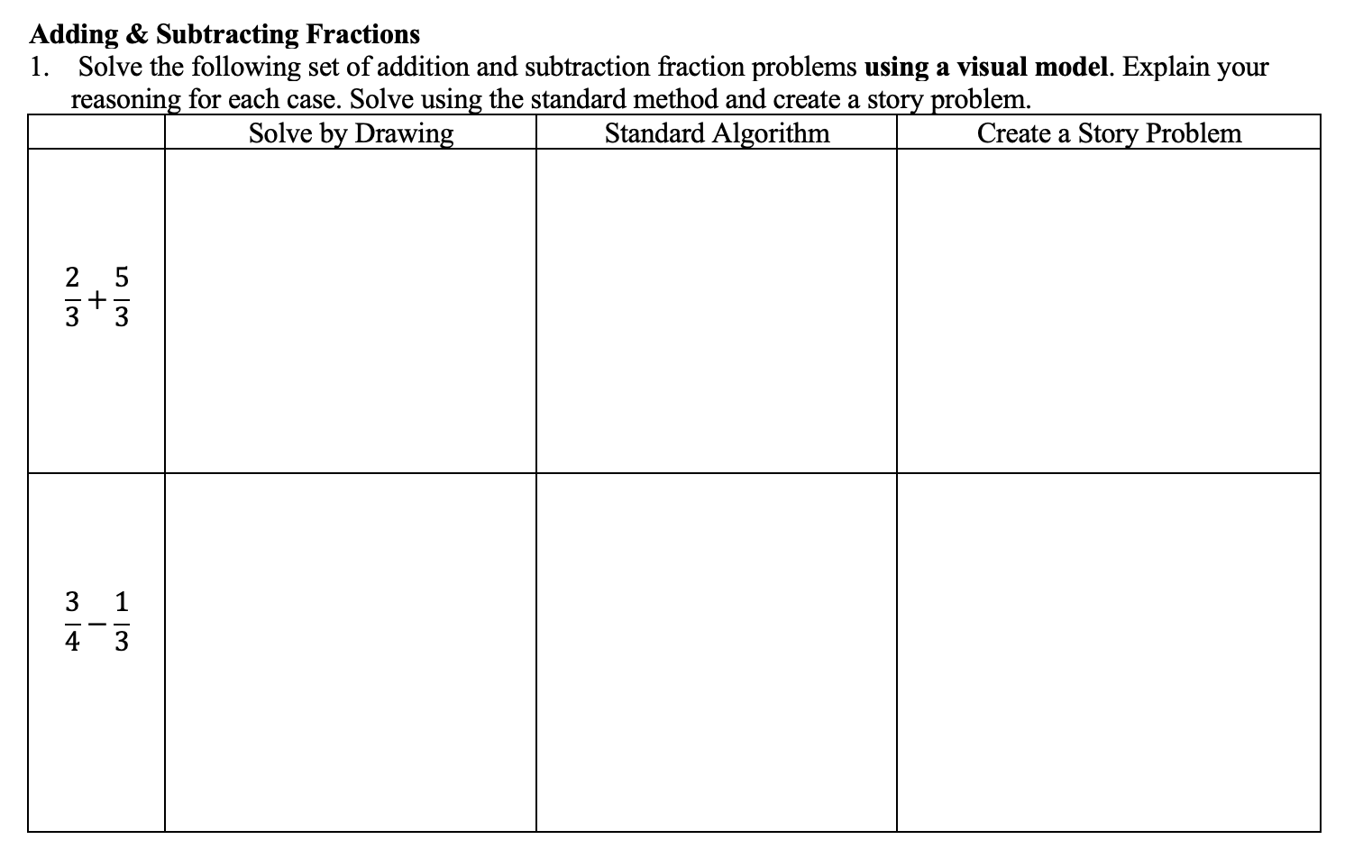 Solved Adding & Subtracting Fractions 1. Solve the following | Chegg.com