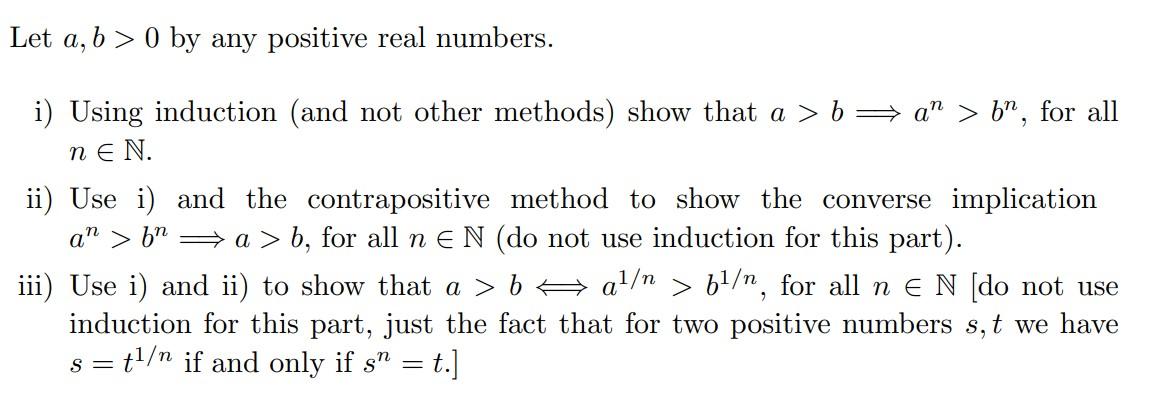 Solved Let A,b>0 By Any Positive Real Numbers. I) Using | Chegg.com