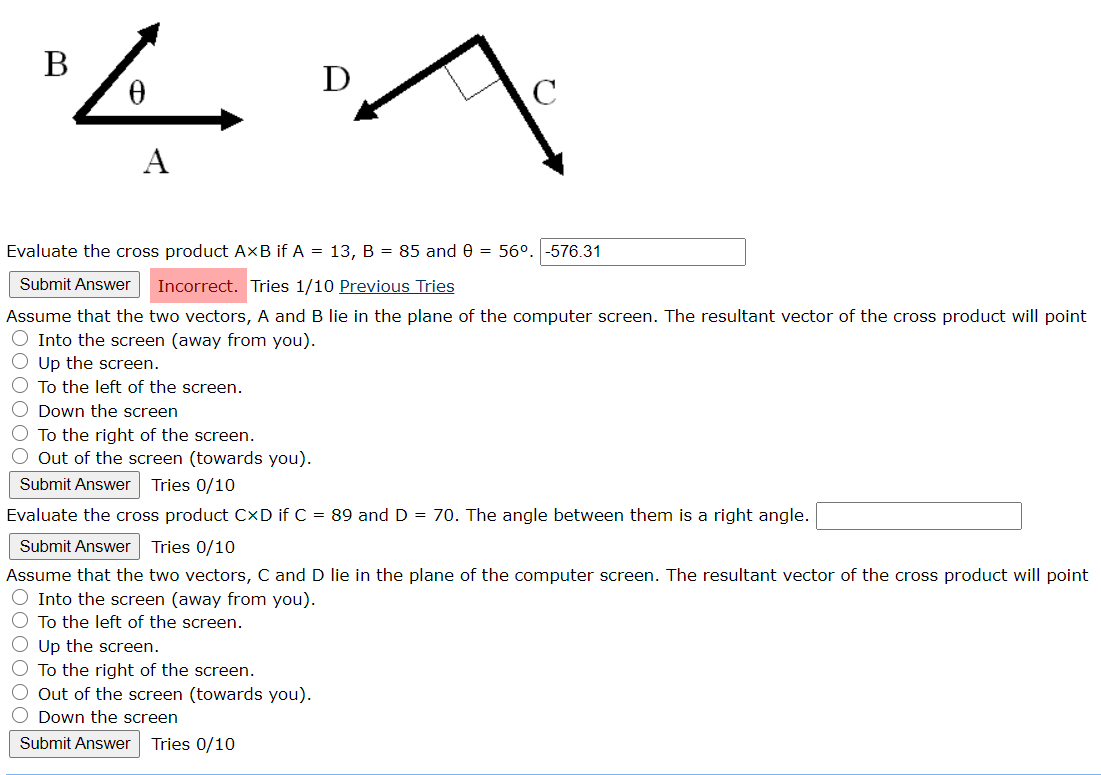 Solved L^ A Evaluate the cross product AXB if A = 13, B = 85 | Chegg.com