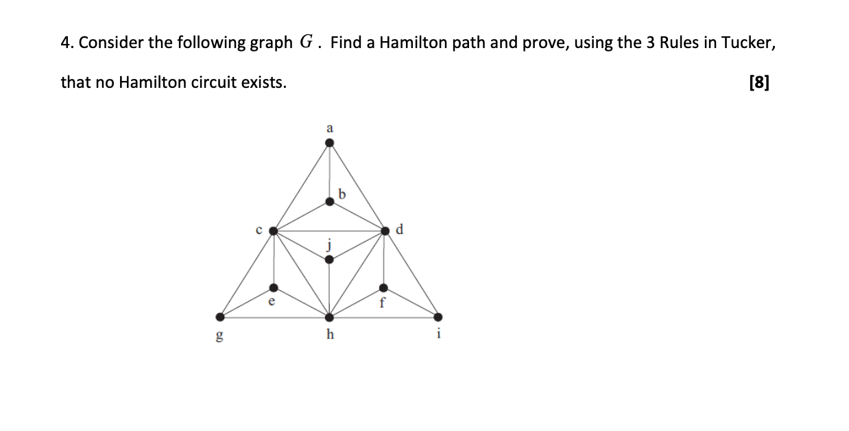 Solved 4. Consider the following graph G. Find a Hamilton | Chegg.com