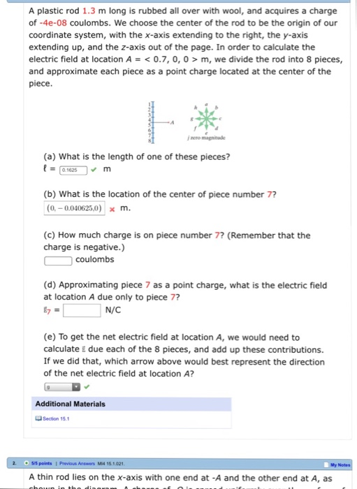 Solved A plastic rod 1.3 m long is rubbed all over with