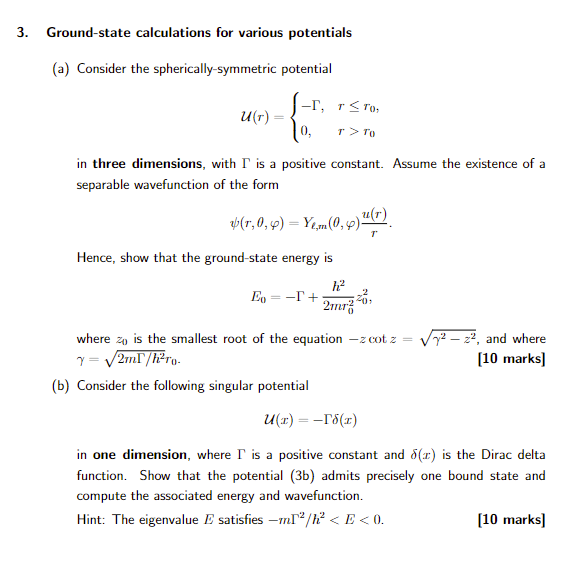 Solved 3. Ground-state calculations for various potentials | Chegg.com