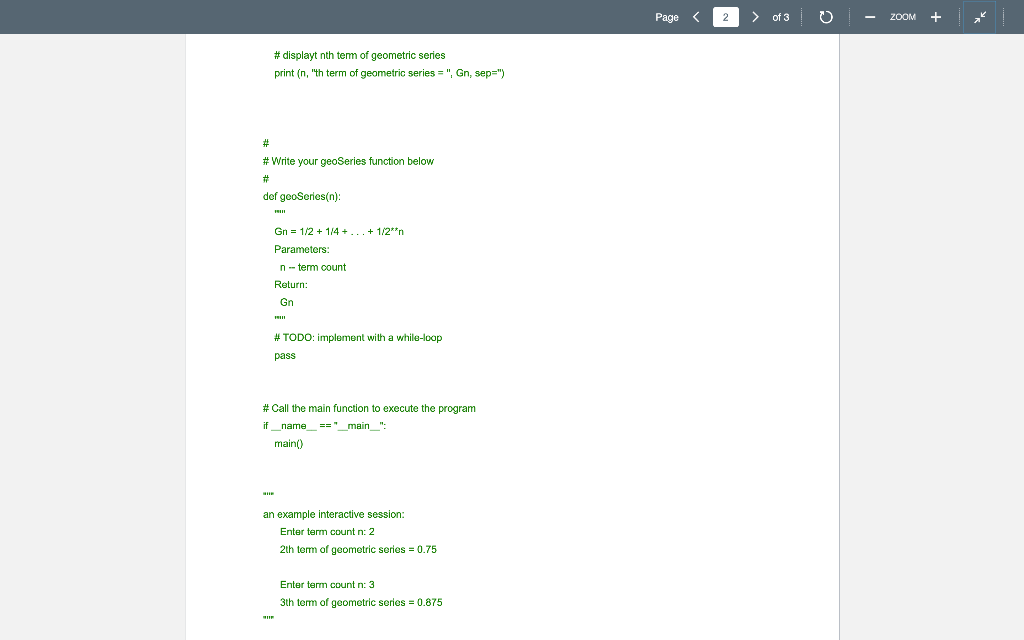 Solved Page of 3 ZOOM A geometric sequence is a sequence | Chegg.com