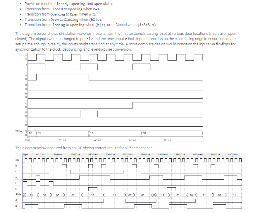 Solved Implement a garage door opener FSM in Verilog. The | Chegg.com
