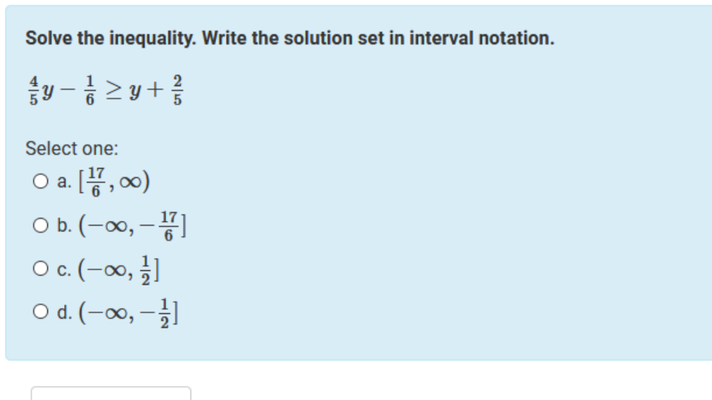 Solved Solve the inequality. Write the solution set in | Chegg.com