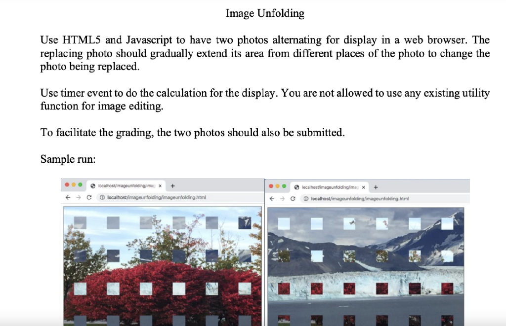 Image Unfolding Use HTML5 and Javascript to have two | Chegg.com