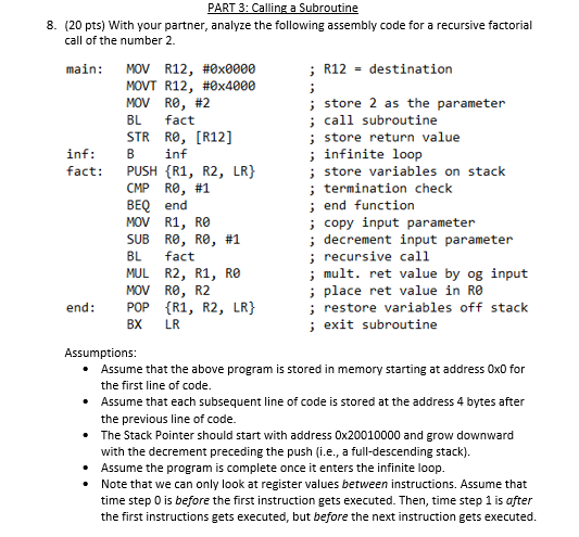 Solved PART 3: Calling a Subroutine 3. (20 pts) With your | Chegg.com