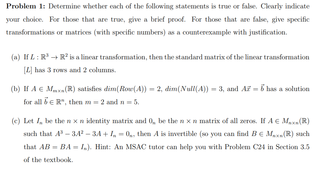 Solved Problem 1: Determine whether each of the following | Chegg.com