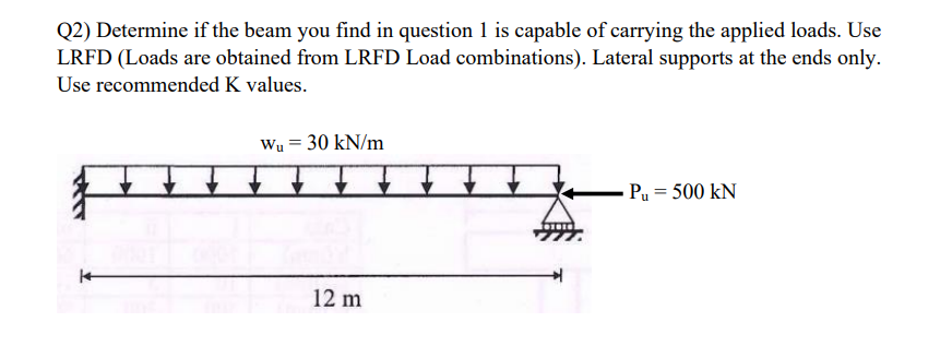 Q2) Determine if the beam you find in question 1 is | Chegg.com