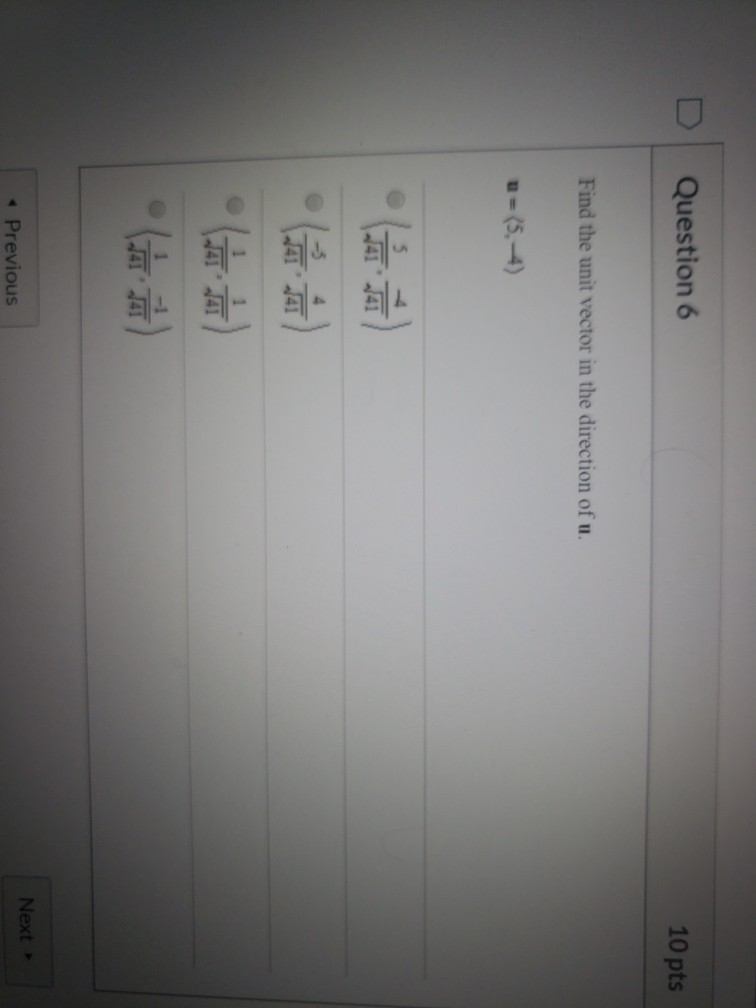 Solved D Question 6 10 pts Find the unit vector in the | Chegg.com