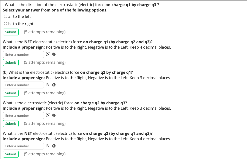 Solved (Short) Electric Force - 3 Point Charges on a Line In | Chegg.com