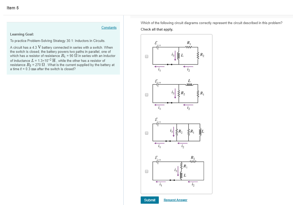 Solved tem 5 Which of the following circuit diagrams | Chegg.com