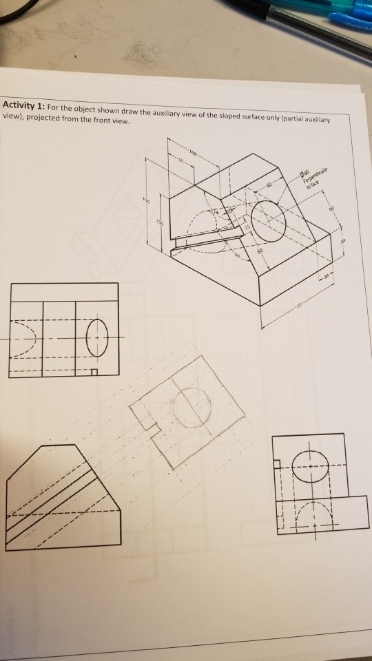 Solved Activity 1: For the object shown draw the auxiliary | Chegg.com