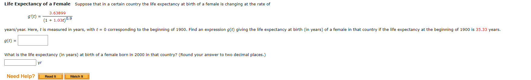 Solved Life Expectancy of a Female Suppose that in a certain | Chegg.com