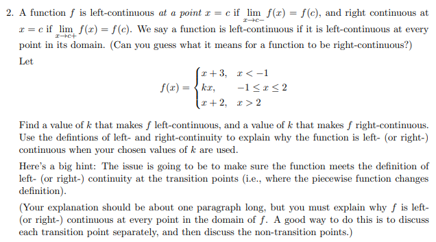 Solved 2 A Function F Is Left Continuous At A Point X Chegg Com