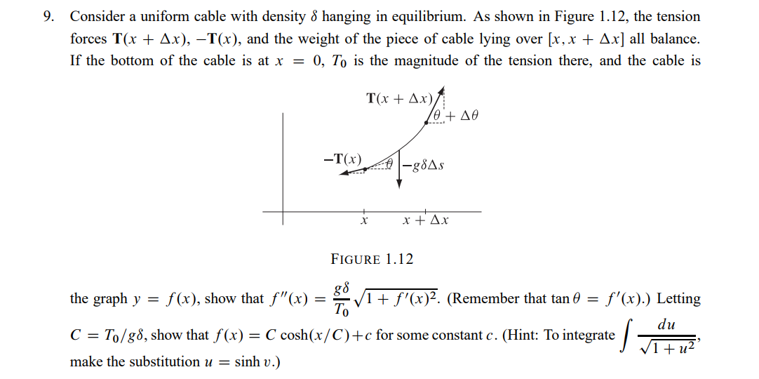 Solved Consider a uniform cable with density δ hanging in | Chegg.com
