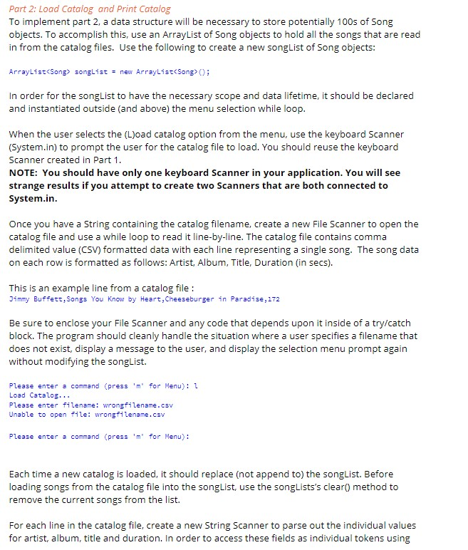 Part 2: Load Catalog and Print Catalog To implement | Chegg.com