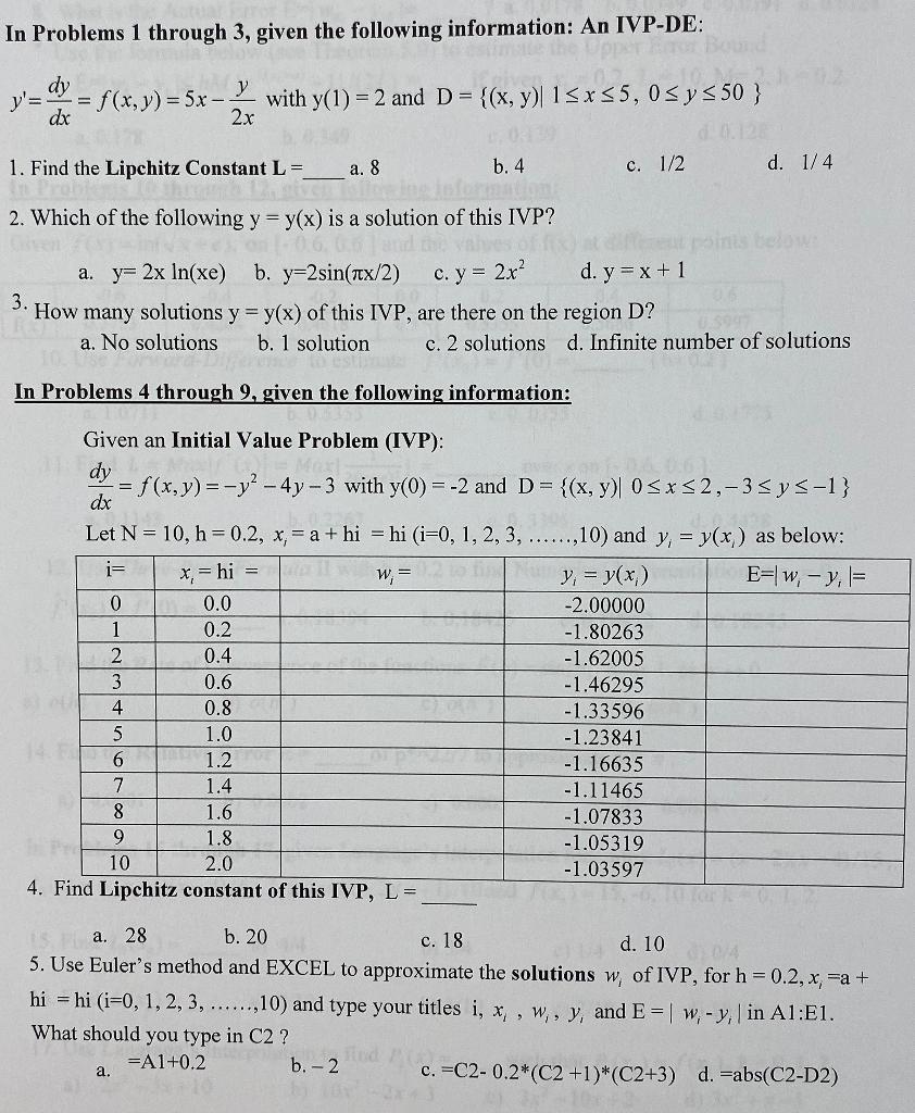 Solved In Problems 1 Through 3 Given The Following Infor Chegg Com