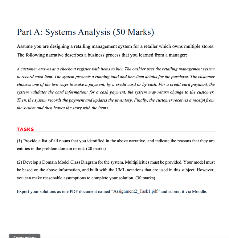 Solved Part A: Systems Analysis (50 Marks) Assume you are | Chegg.com