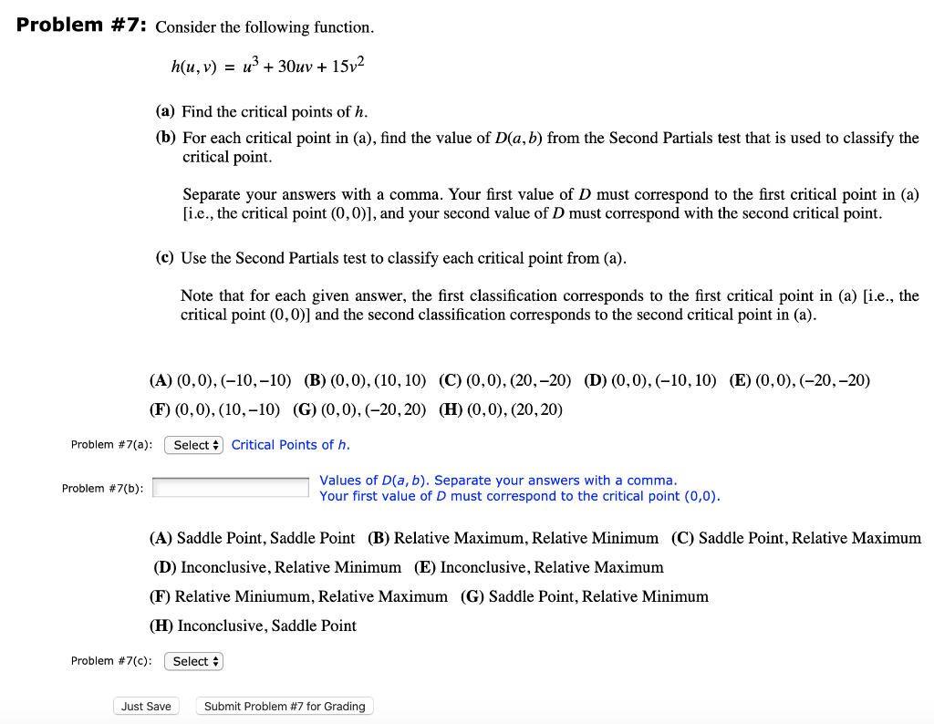 Solved Problem 7 Consider The Following Function H U Chegg Com