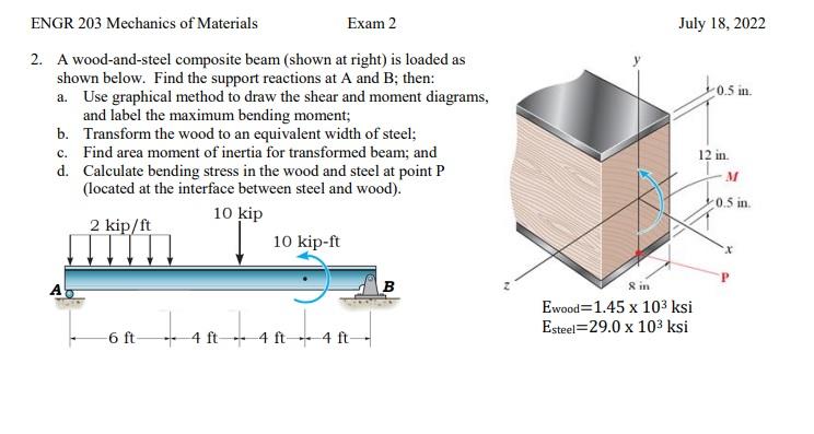 Solved ENGR 203 Mechanics of Materials Exam 2 July 18,2022 | Chegg.com