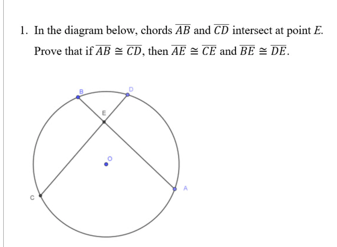 Solved 1. In the diagram below, chords AB and CD intersect | Chegg.com