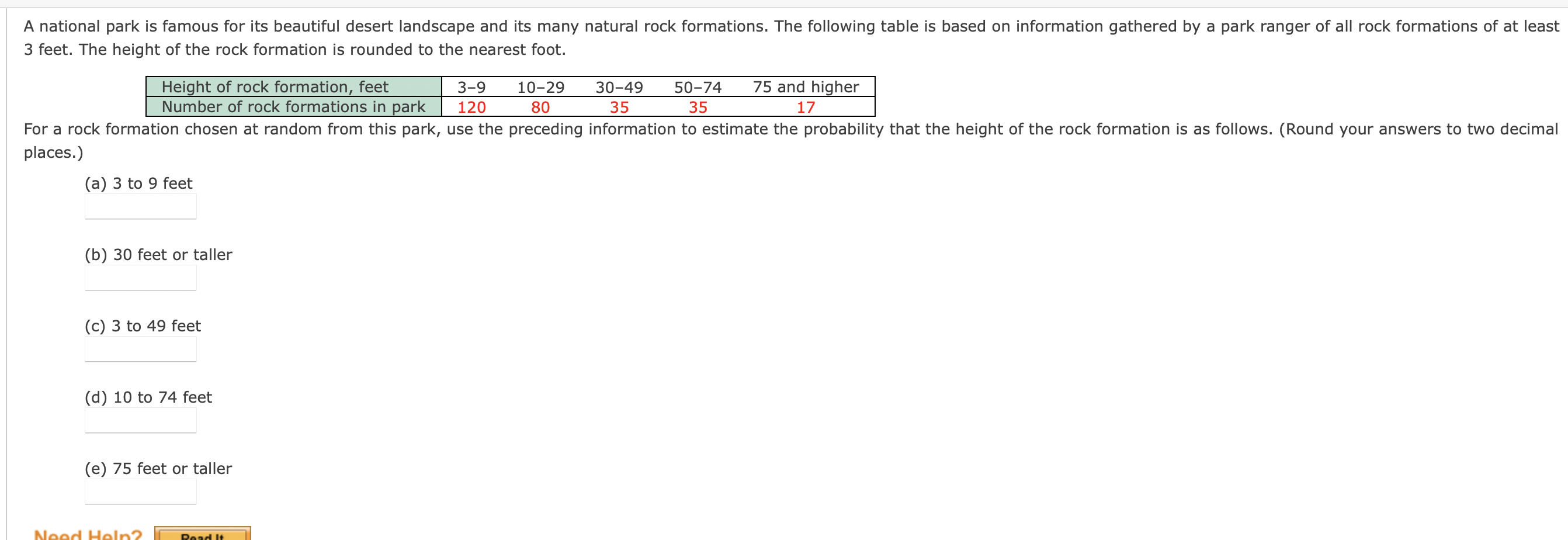 Solved 3 feet. The height of the rock formation is rounded | Chegg.com