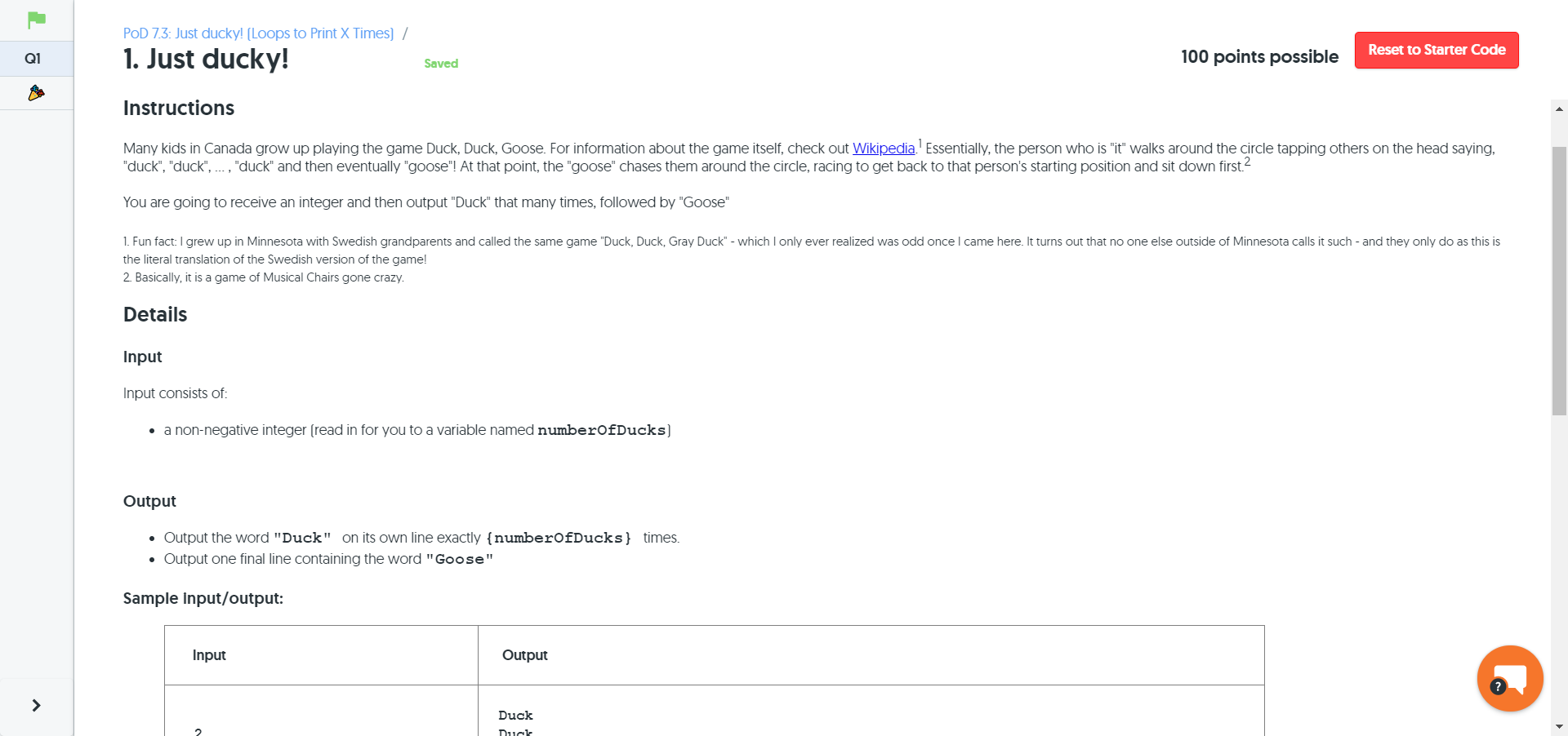 Solved 2 POD 7.3: Just ducky! (Loops to Print X Times) / | Chegg.com