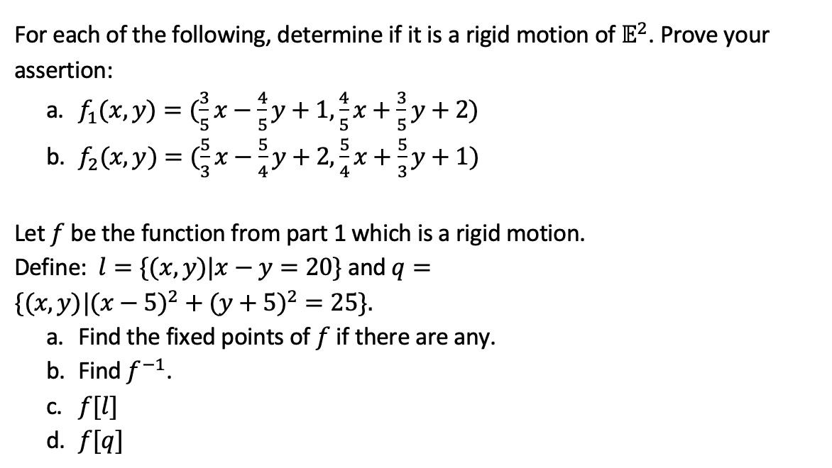 Solved For each of the following, determine if it is a rigid | Chegg.com