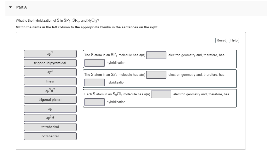 Solved What is the hybridization of S in SF6,SF4, and S2Cl2