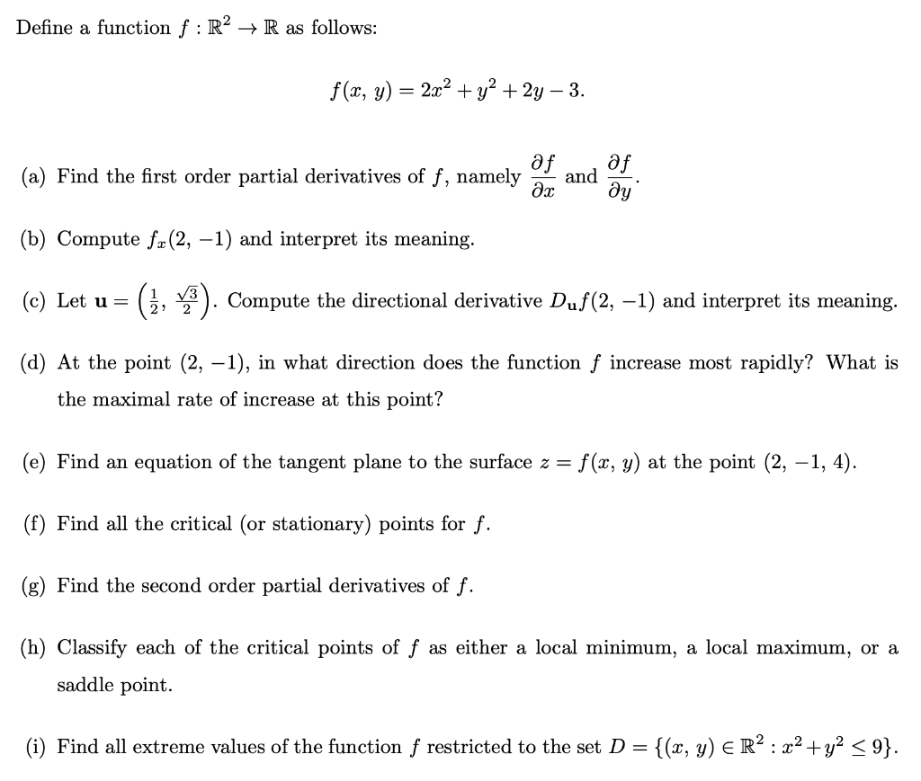 Solved Define A Function F R 2 R As Follows F X Y Chegg Com