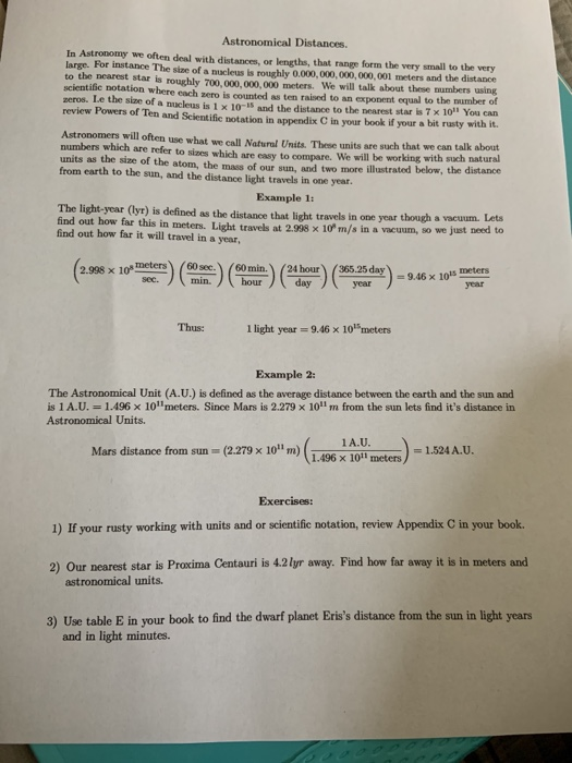 Solved In Astronomy We Often Deal With Distances, Or | Chegg.com