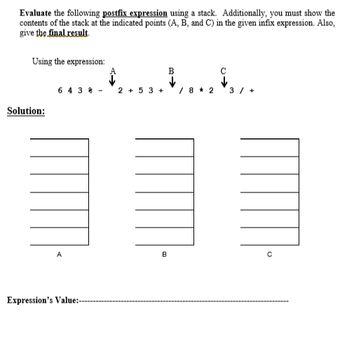 Solved Evaluate the following postfix expression using a | Chegg.com