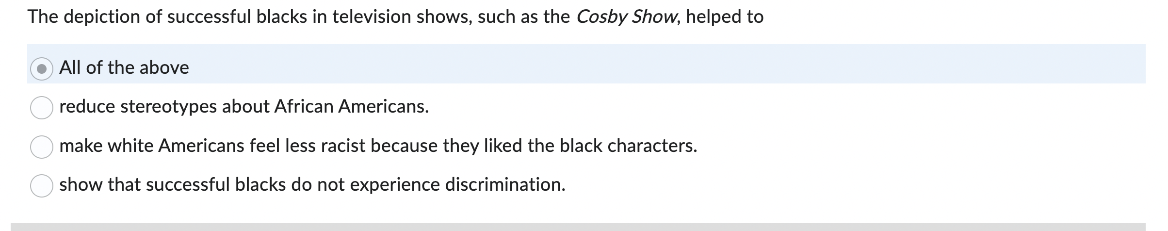 Solved The depiction of successful blacks in television | Chegg.com