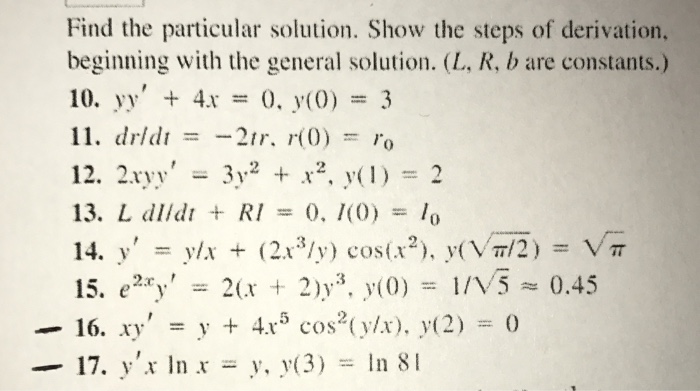 Solved Find the particular solution. Show the steps of | Chegg.com