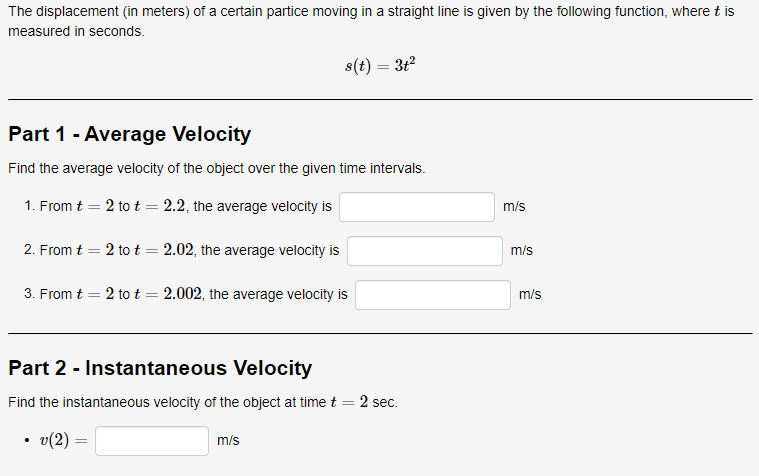 Solved The displacement (in meters) of a certain partice | Chegg.com