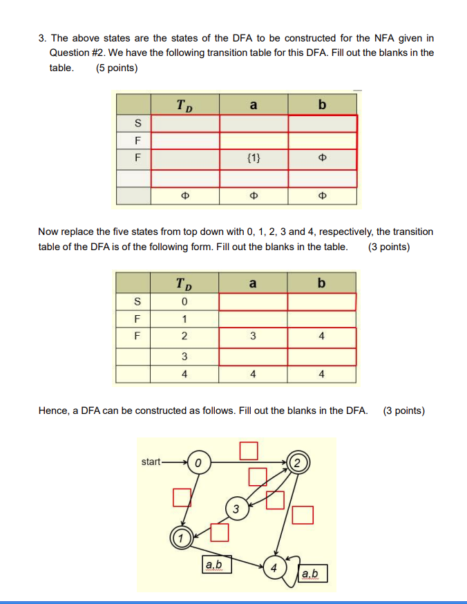Solved 3. The above states are the states of the DFA to be | Chegg.com