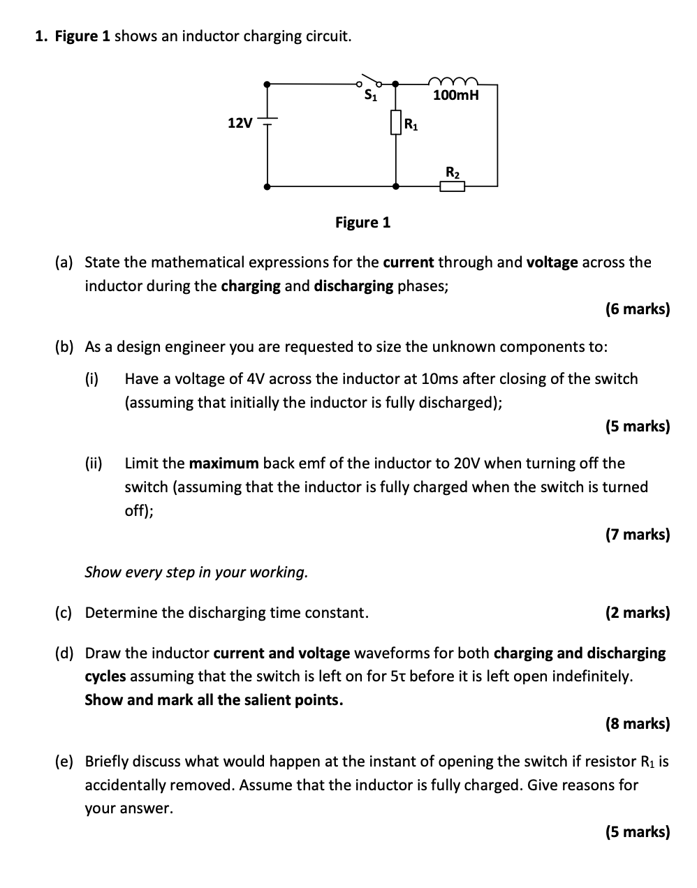 Solved Figure 1 ﻿shows an inductor charging circuit.(a)
