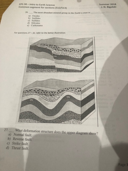 Solved EPS 38 -Intro to Earth Science Common segment for | Chegg.com