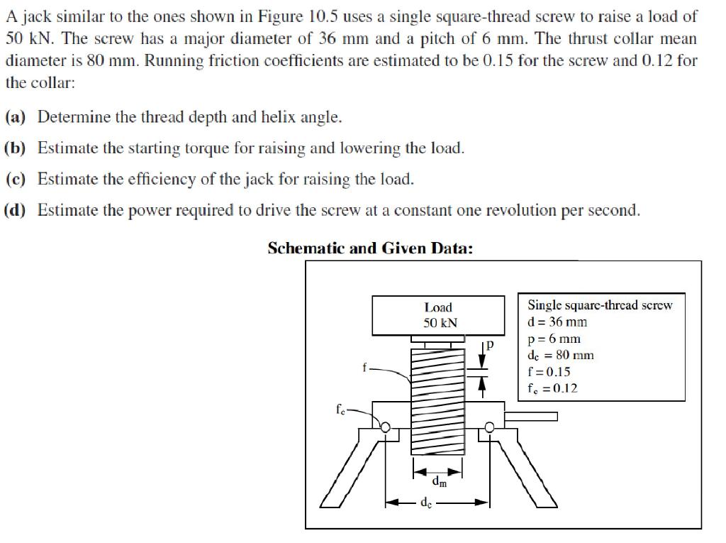 Solved A jack similar to the ones shown in Figure 10.5 uses | Chegg.com