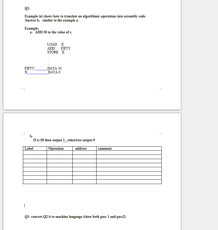Solved Q2- Example (a) shows how to translate an algorithmic | Chegg.com