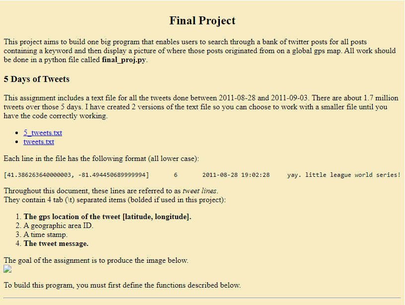 Solved Final Project This project aims to build one big | Chegg.com