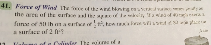 Solved Force of wind The force of the wind blowing on a | Chegg.com